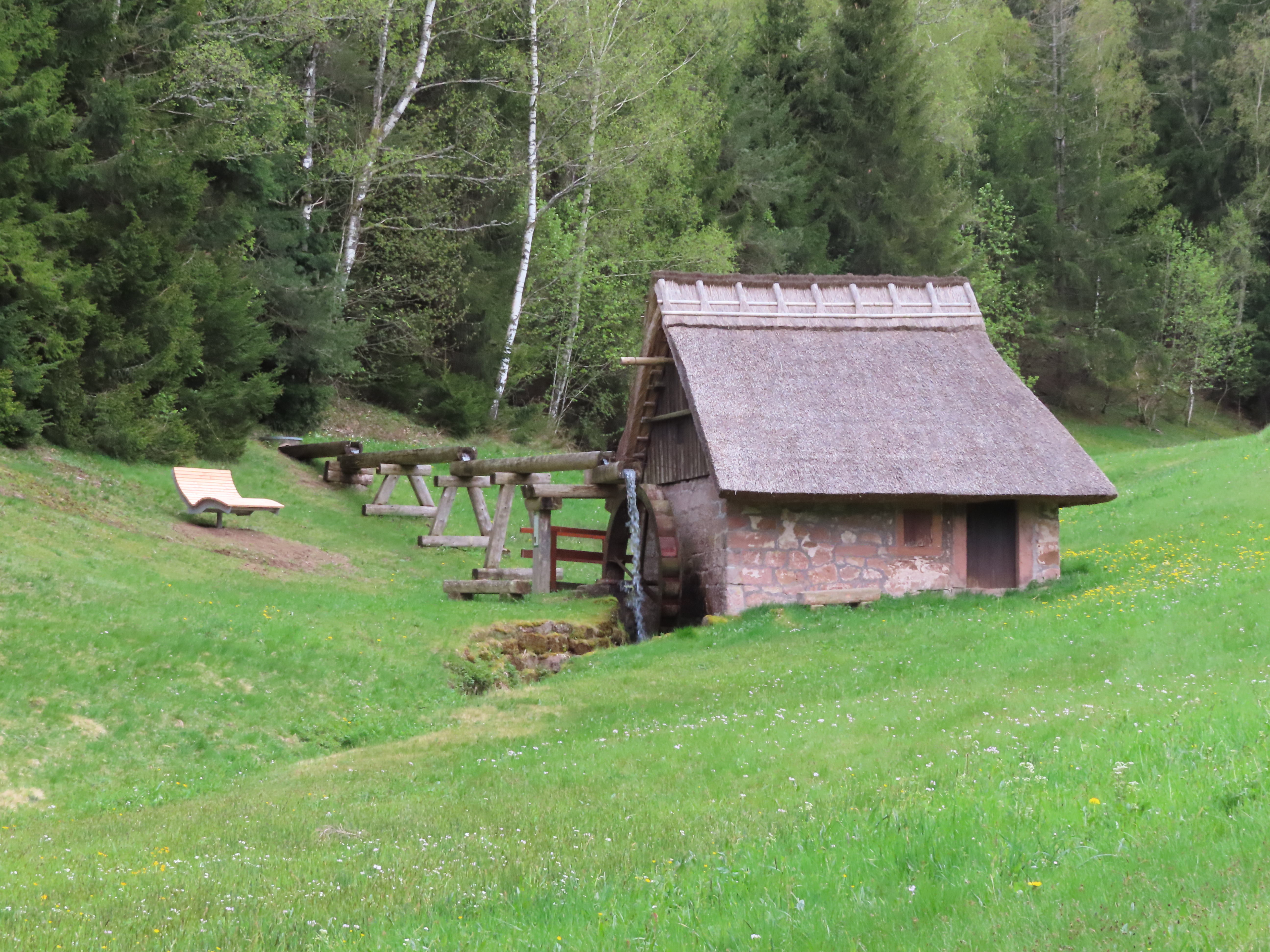  Architecture, Building, Countryside, Hut, Nature, Outdoors, Rural, Shelter, Shack, Bench, Furniture, Housing, Field, Grassland, House, Machine, Wheel